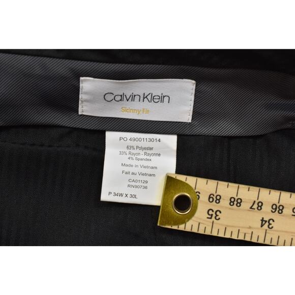 Calvin Klein Men's Black Skinny Fit Dress Pants Size 34x30 Skinny Fit Dress - Picture 2 of 8